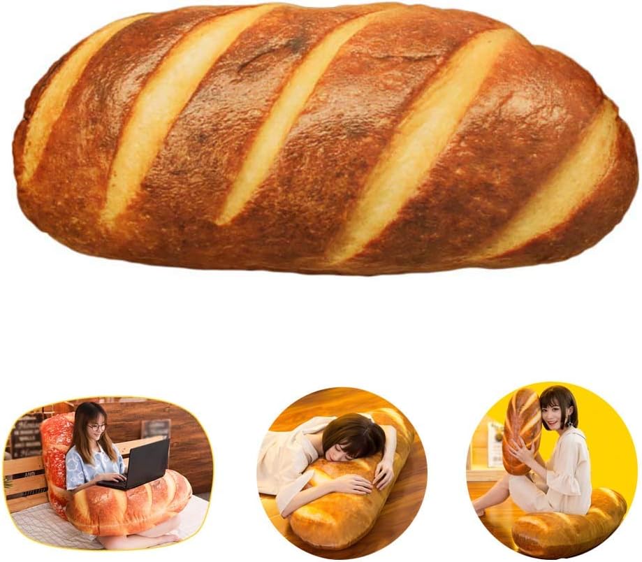 LZYMSZ 3D Almohada de Pan de Simulación, Cojín Lumbar de Felpa con Relleno de Felpa,Cojín Soft 3D Butter Bread Cushion para sofá/Dormitorio/Oficina/Dormitorio en Navidad (Mantequilla, 15.8inch)
